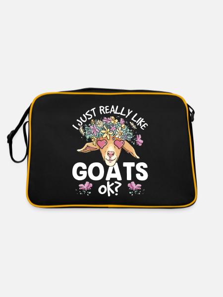 I just like goats very goat animal domestic goat - Retro Bag - black/gold - Back