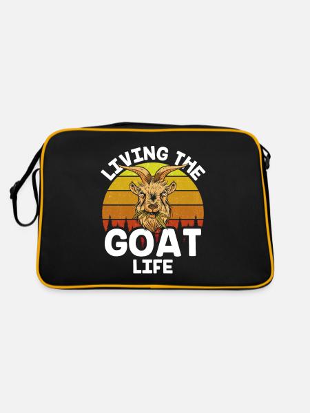 Goats Life Domestic Goat Lovers Goat Animal - Retro Bag - black/gold - Back