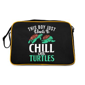 Turtle Owner Gift Turtle Lover - Sac Retro - noir/or - Dos