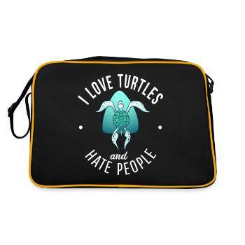 Turtle Owner Gift Turtle Lover - Sac Retro - noir/or - Dos