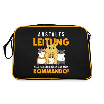 Anstaltsleitung Alle Hamster Hören Auf Mein Befehl - Retro Tasche - Schwarz/Gold - Hinten