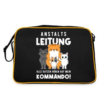 Anstaltsleitung Alle Katzen Hören Auf Mein Befehl - Retro Tasche - Schwarz/Gold - Hinten