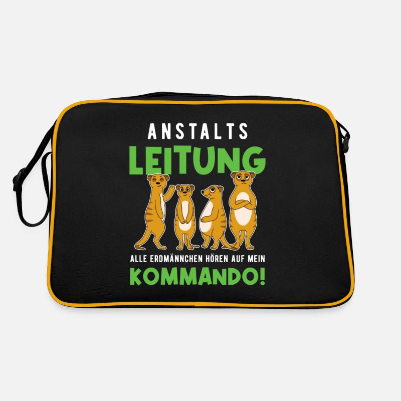 Anstaltsleitung Alle Erdmännchen Hören Auf Mich - Retro Tasche - Schwarz/Gold