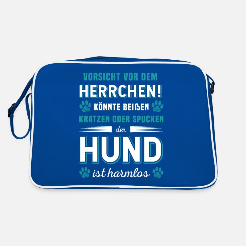 Vorsicht Vor Dem Herrchen Der Hund Ist Harmlos Retro Tasche