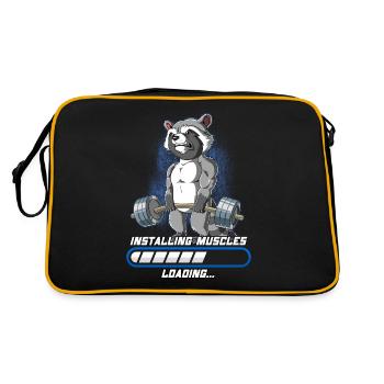 Raccoon Building Muscles Bodybuilding Fitness Gym - Retro Bag - black/gold - Back