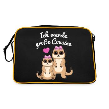 Ich Werde Große Cousine Erdmännchen Geschenk - Retro Tasche - Schwarz/Gold - Hinten