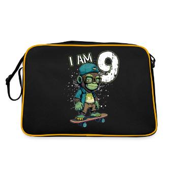 Anniversaire des enfants 9 ans - singe patineur - Sac Retro - noir/or - Dos