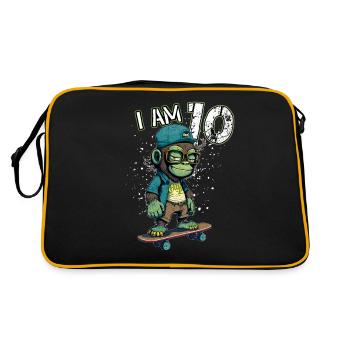 Children birthday 10 years - skater monkey - Retro Tasche - Schwarz/Gold - Hinten