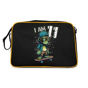 Children birthday 11 years - skater monkey - Retro Tasche - Schwarz/Gold - Hinten