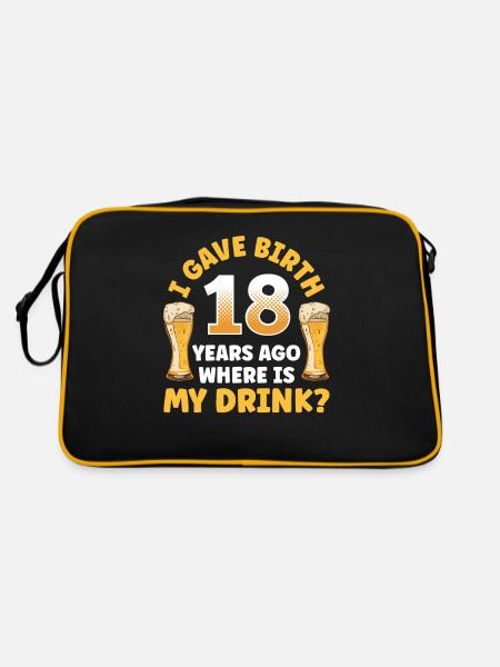 J’ai accouché il y a 18 ans Où est ma boisson - Sac Retro - noir/or - Dos