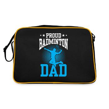 Proud Badminton Dad Lover Badminton Player - Retro Bag - black/gold - Back