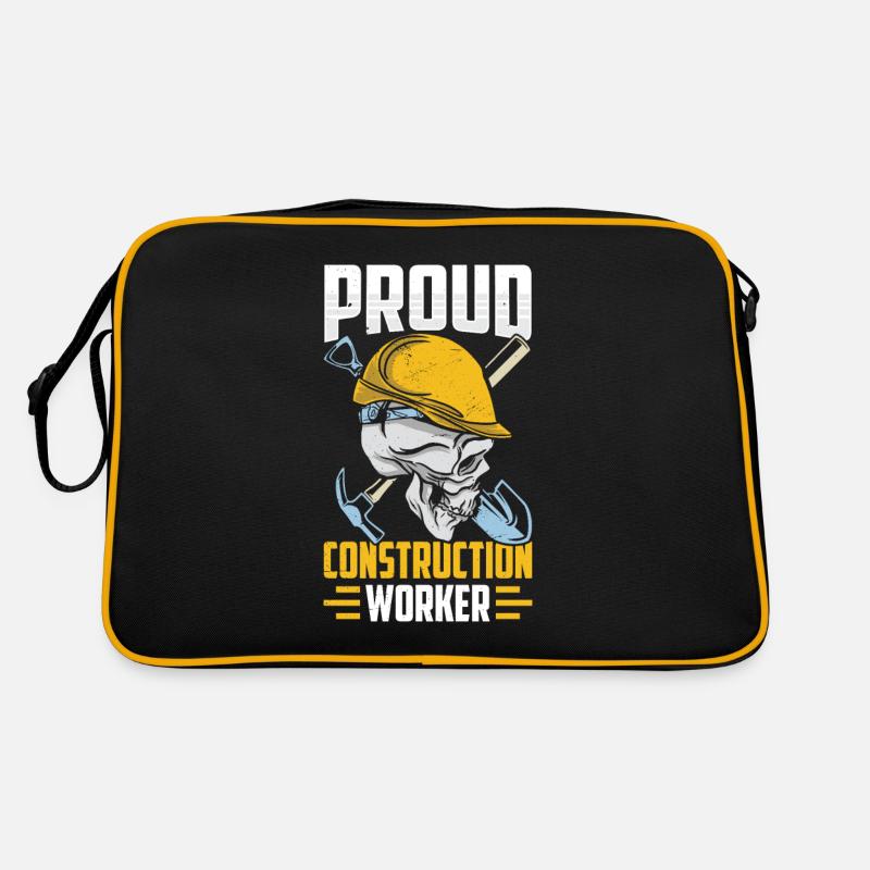 Fier travailleur de la construction Travail d’équipe de chantier Construction Sac Retro