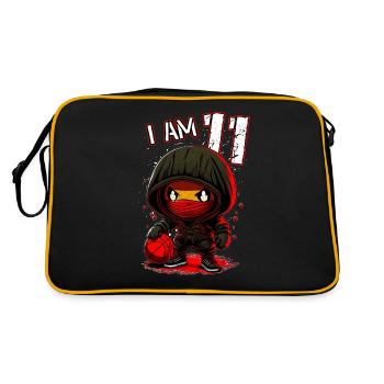 Children birthday 11 years - basketball and ninjas - Retro Tasche - Schwarz/Gold - Hinten
