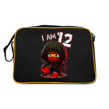 Children birthday 12 years - basketball and ninjas - Retro Bag - black/gold - Back