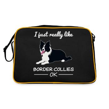 Border Collie Dog Dog Lovers Citation Cadeau - Sac Retro - noir/or - Dos