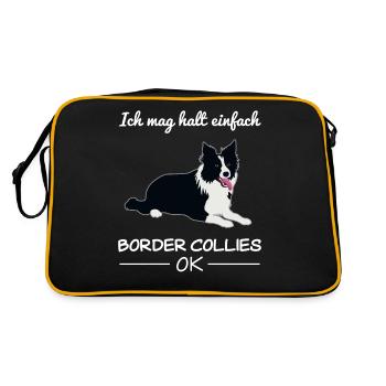 Border Collie Dog Dog Lovers Citation Cadeau - Sac Retro - noir/or - Dos
