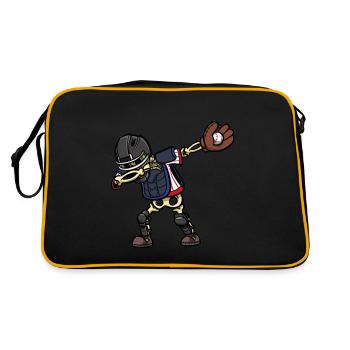 Dabbing Skeleton Catcher Baseball Player - Retro Bag - black/gold - Back