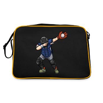 Dabbing Catcher Baseball Player - Retro Bag - black/gold - Back