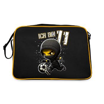 Children birthday 11 years - Football And Soccer - Retro Tasche - Schwarz/Gold - Hinten