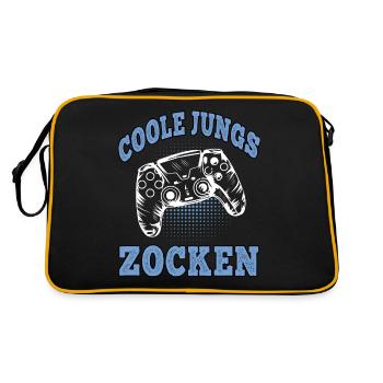 Coole Jungs zocken Videospiele Gamer Gaming Zocker - Retro Tasche - Schwarz/Gold - Hinten