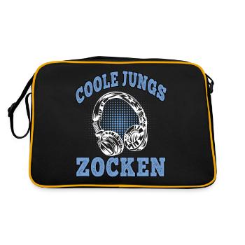 Coole Jungs zocken Videospiele Gamer Gaming Zocker - Retro Tasche - Schwarz/Gold - Hinten