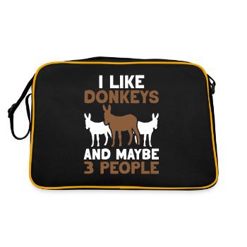 I like donkeys and maybe 3 people farm - Retro Bag - black/gold - Back