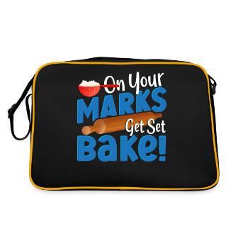 On Your Marks Get Set Bake! Baking Bakery Baker - Retro Tasche - Schwarz/Gold - Hinten