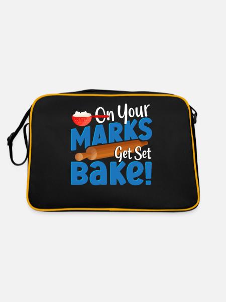 On Your Marks Get Set Bake! Baking Bakery Baker - Retro Bag - black/gold - Back