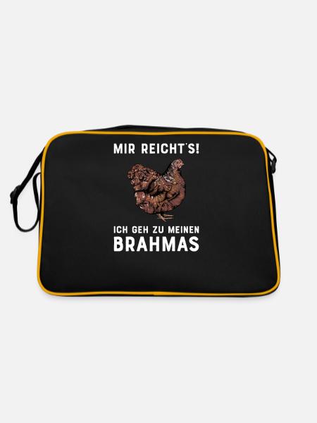 Brahma Hühner I Chicken Geflügel Motiv für - Retro Tasche - Schwarz/Gold - Hinten