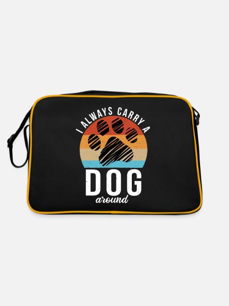 Dog Owner Gift Dog Lover - Retro Bag - black/gold - Back