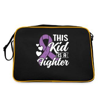 Epilepsy Kid Purple Ribbon Epileptic epilepsy - Retro Bag - black/gold - Back