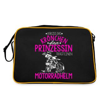 Vergiss das Krönchen Diese Prinzessin Trägt Motorr - Retro Tasche - Schwarz/Gold - Hinten