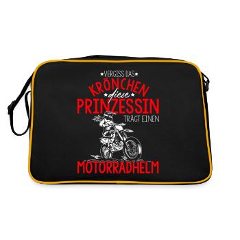 Vergiss das Krönchen Diese Prinzessin Trägt Motorr - Retro Tasche - Schwarz/Gold - Hinten