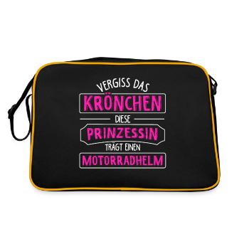 Bikerin Motorradfahrerin Kein Krönchen Geschenk Bi - Retro Tasche - Schwarz/Gold - Hinten
