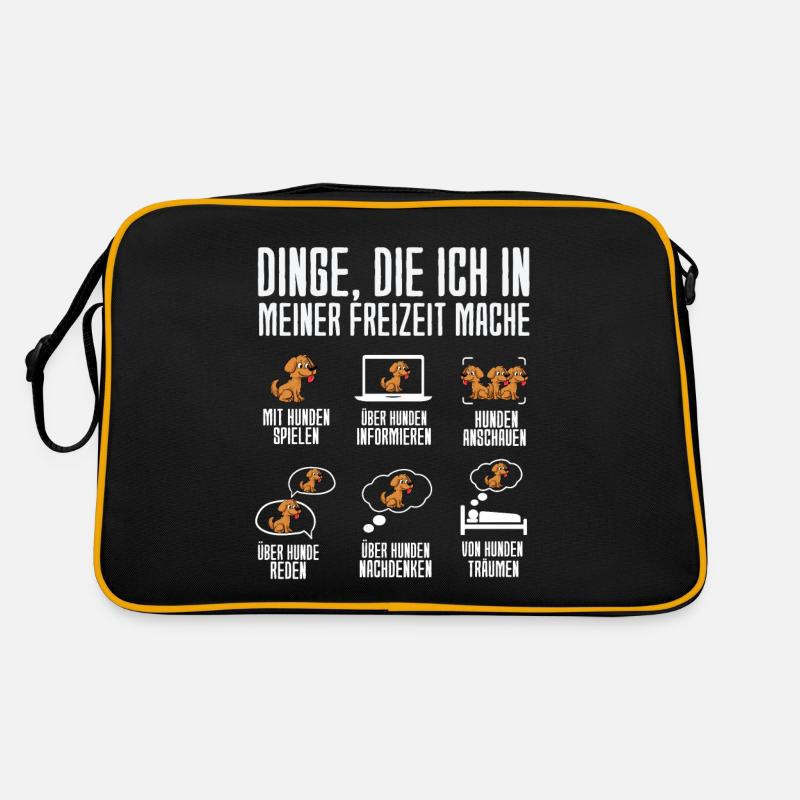 Dinge Die Ich In Meiner Freizeit Mache Hunde - Retro Tasche - Schwarz/Gold