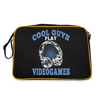 Coole Jungs zocken Videospiele Gamer Gaming Zocker - Retro Tasche - Schwarz/Gold - Hinten