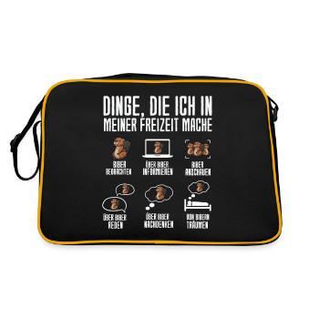 Dinge Die Ich In Meiner Freizeit Mache Biber - Retro Tasche - Schwarz/Gold - Hinten
