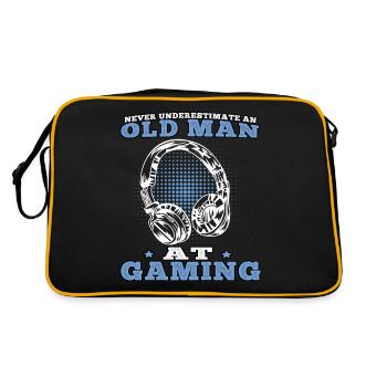 Old man gamble video games gamers gamers - Retro Bag - black/gold - Back