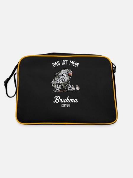 Brahma Hühner I Chicken Geflügel Motiv für - Retro Tasche - Schwarz/Gold - Hinten