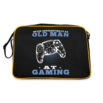 Old man gamble video games gamers gamers - Retro Bag - black/gold - Back