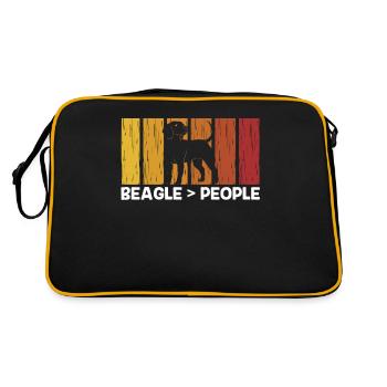 Beagle > Menschen Beagles Welpe Hund Liebhaber - Retro Tasche - Schwarz/Gold - Hinten