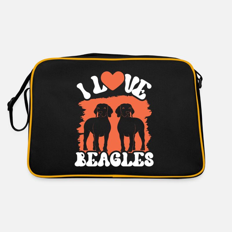 J’adore Beagles lover Beagle chiot chien Beagle - Sac Retro - noir/or