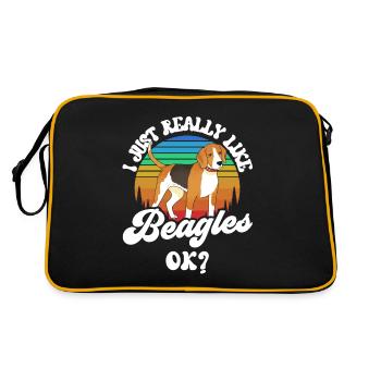 Ich Mag Beagles Einfach Sehr Ok Hund Welpe Beagle - Retro Tasche - Schwarz/Gold - Hinten