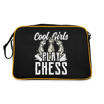 Coole Mädchen Spielen Schach Schachspieler - Retro Tasche - Schwarz/Gold - Hinten
