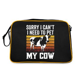 Can't I have to pet my cow animals - Retro Bag - black/gold - Back