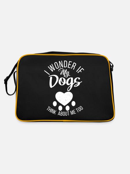 Dog Owner Gift Dog Lover - Retro Bag - black/gold - Back