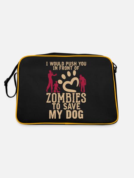 Dog Owner Gift Dog Lover - Retro Bag - black/gold - Back