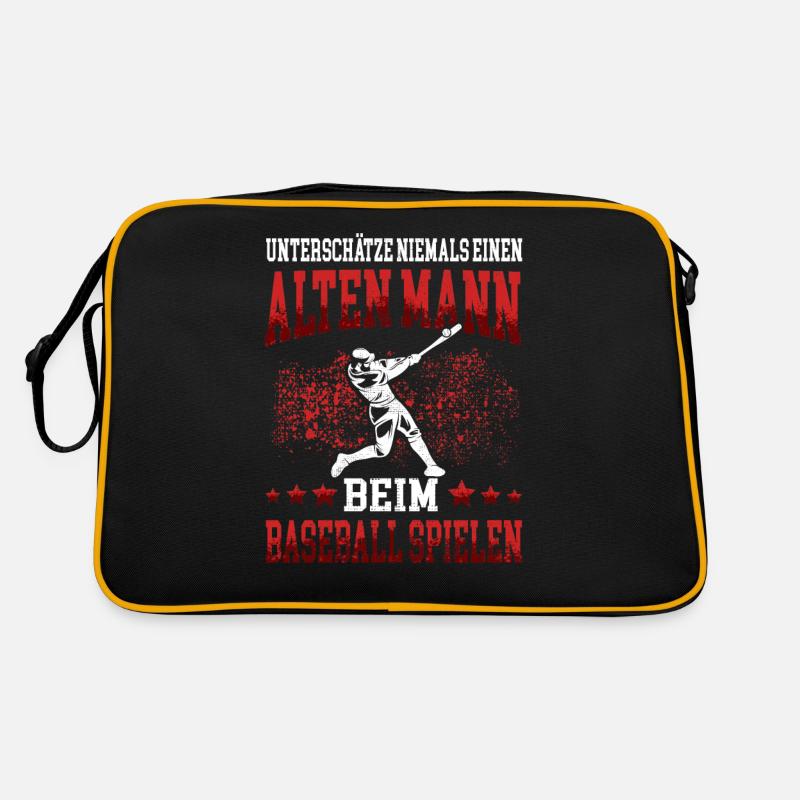Alter Mann bei Baseball Baseballer Baseballspieler Retro Tasche