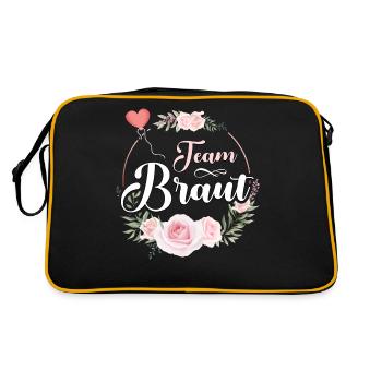 Team Braut JGA Frauen T-Shirt Team Bride Shirt - Retro Tasche - Schwarz/Gold - Hinten