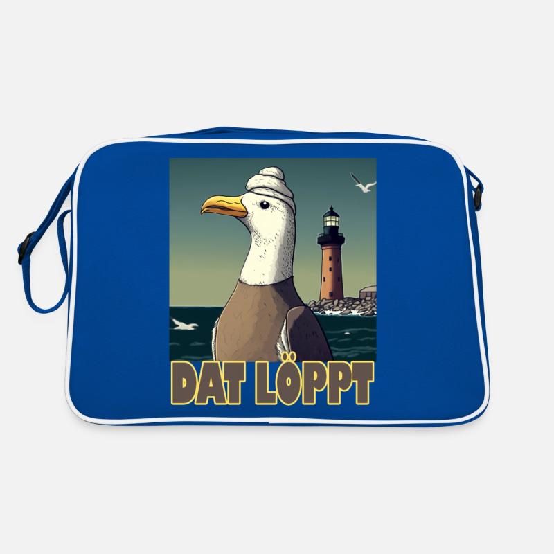 Dat Löppt Möwe Leuchtturm Meer Plattdeutsch Norden Retro Tasche